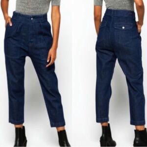 NWOT Sundry Military Pleated High Rise Tapered Baggy Dark Wash Jeans